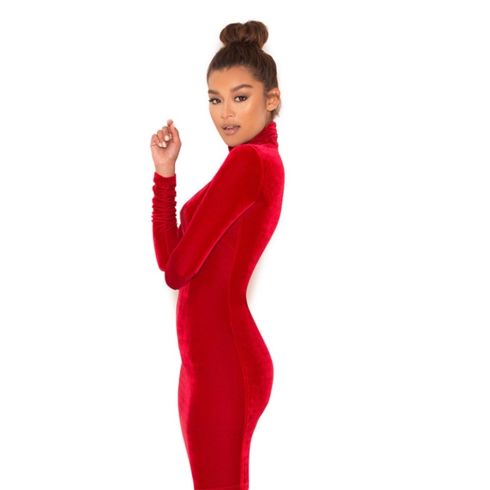 Mistress Rocks Red Heart Rate Velvet Dress - Picture 4 of 8